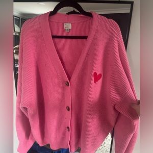 Oversized extra soft pink & red Valentine’s cardigan